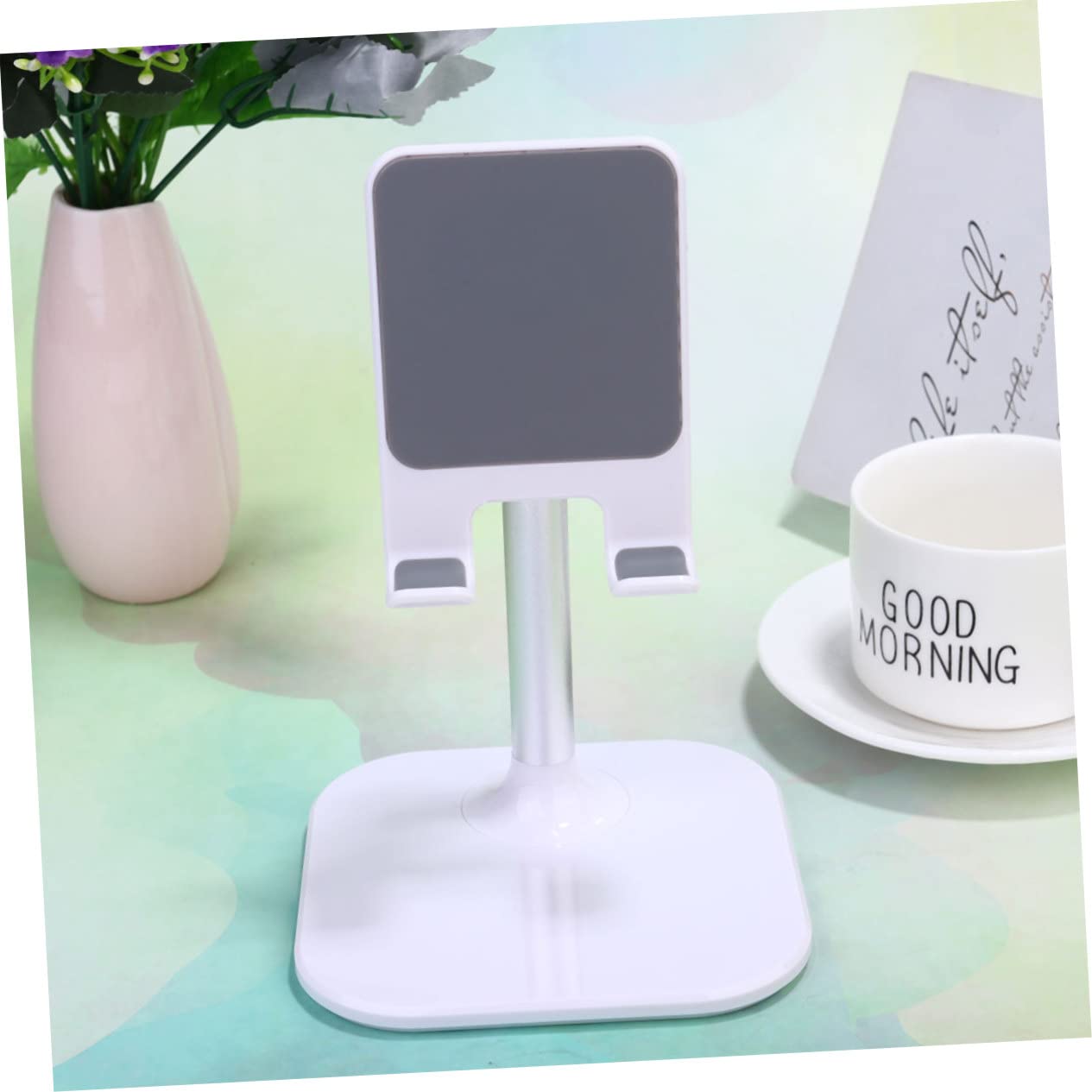 PartyKindom 2pezzi Supporto Per Smartphone e Tablet Da Scrivania Staffa Telescopica Per Videochiamate e Visione Bianco