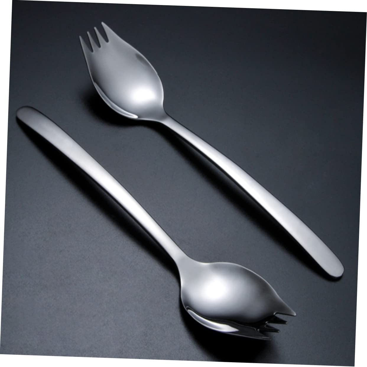 FELTECHELECTR Elegant Stainless Steel Fork and Spoon Set Food Grade Square Head Spoons Party Perfect for Events Camping