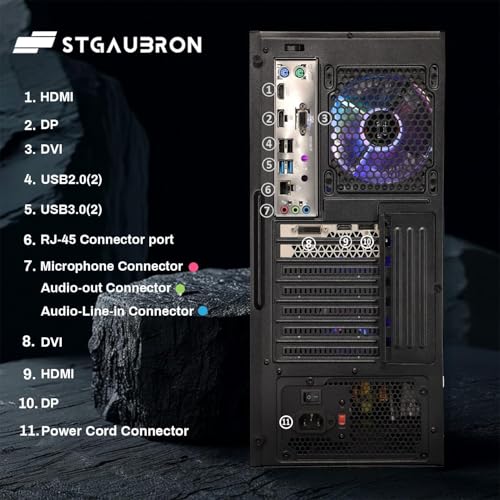 STGAubron Gaming Desktop PC, Intel Core I7 8th Gen up to 4.1G, GeForce GTX 1660 Super 6G, 16G DDR4, 512G SSD, WiFi 6 & BT 5.2, RGB Fan x4, Windows 11 Home - Image 6