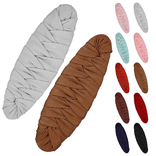 z Handmade Assorted Fabric Wrapped Snap Hair Clips, Jumbo Hair Barrettes, 10 pcs 2.8 inches Non-Slip Woven Pattern, No Catching or Rip out Hair Pins for Girls Women Thick or Thin Hair (Olive Solid)