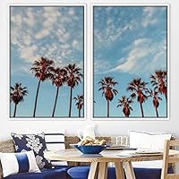 2 Piece Framed Canvas Wall Art Palm Tree Canvas Prints Home Artwork Decoration for Living Room,Bedroom - 16