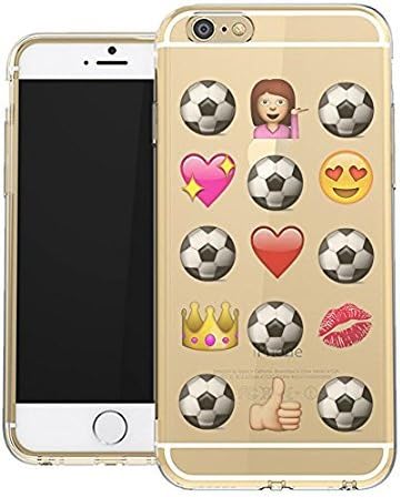 iPhone 8 PLUS / iPhone 7 Plus Clear Case Soccer Novelty Emoji Funny Princess Love Soccerl Case For Teens Girls UNIQUE Designer CLEAR Transparent Gloss Candy TPU Flexible Slim Case Cover for Apple