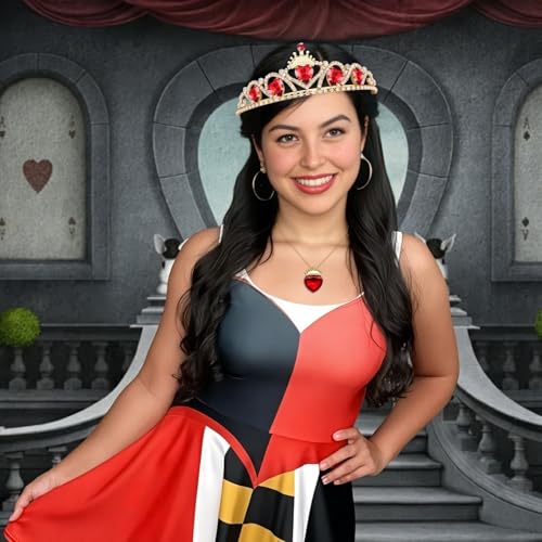 Descendant 4 Rise of Red Crown Queen of Hearts Crown Red Crown with Black Hearts Descendant 4 Tiara Jewelry Set Halloween Costume4