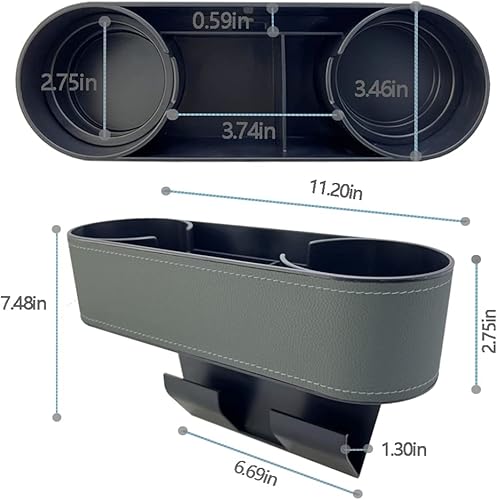 Miniatura 6 de Portavasos para organizador de espacio de asiento de automóvil, soportes multifuncionales para bebidas con cubierta de piel sintética, inserto