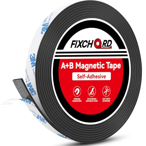 FIXCHORD A+B Magnetic Tape for Fly Screen, Mosquito Nets & More, Magnetic Strip, Magnetic Tape Roll, Magnetic Tape Strips Self-Adhesive Strong 4m*15mm