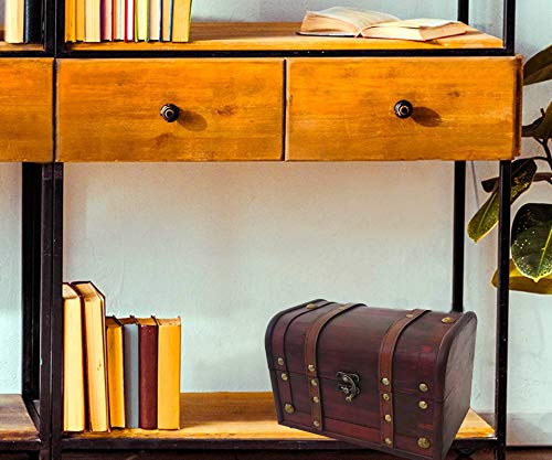 Wood And Leather Treasure Chest Box Decorative Storage Chest Box With Lock | Handcrafted Decorative Boxes With Lids For Home Decor | Wood Box With Lid | Small Chest | Wooden Stash Box #TOP1