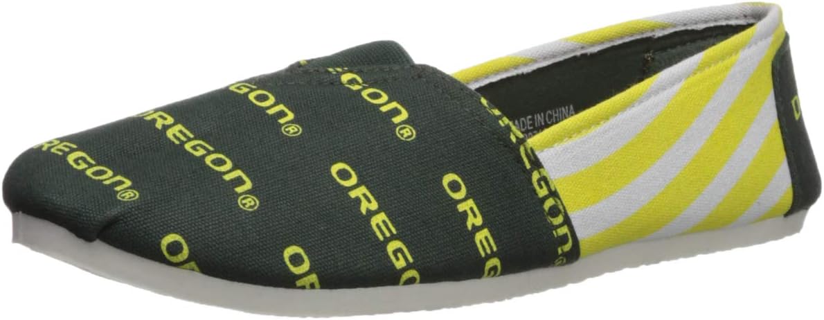 FOCO Oregon Ducks NCAA Womens Stripe Canvas Shoes - S
