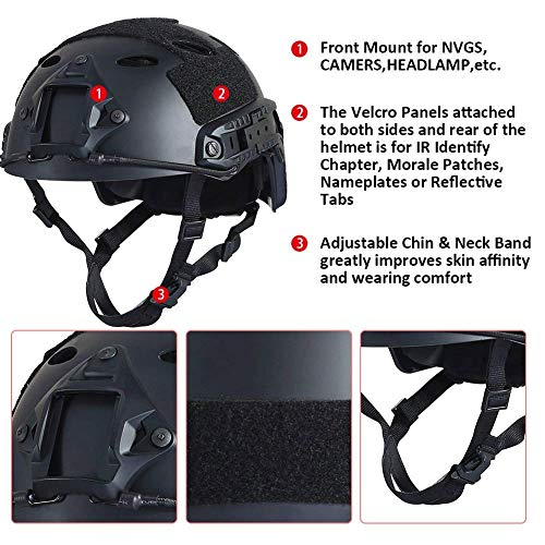Hyout Fast Base Jump Helmet Pj Style Airsoft Tactical Adjustable Helmets U.s Military Tactical Helmet For Paintball Outdoor Sports Hunting Shooting #TOP1