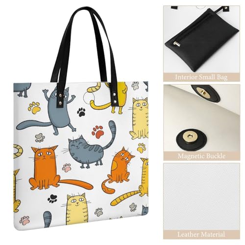 Tote bag chat pour voyage et shopping le grand sac à bandoulière orange