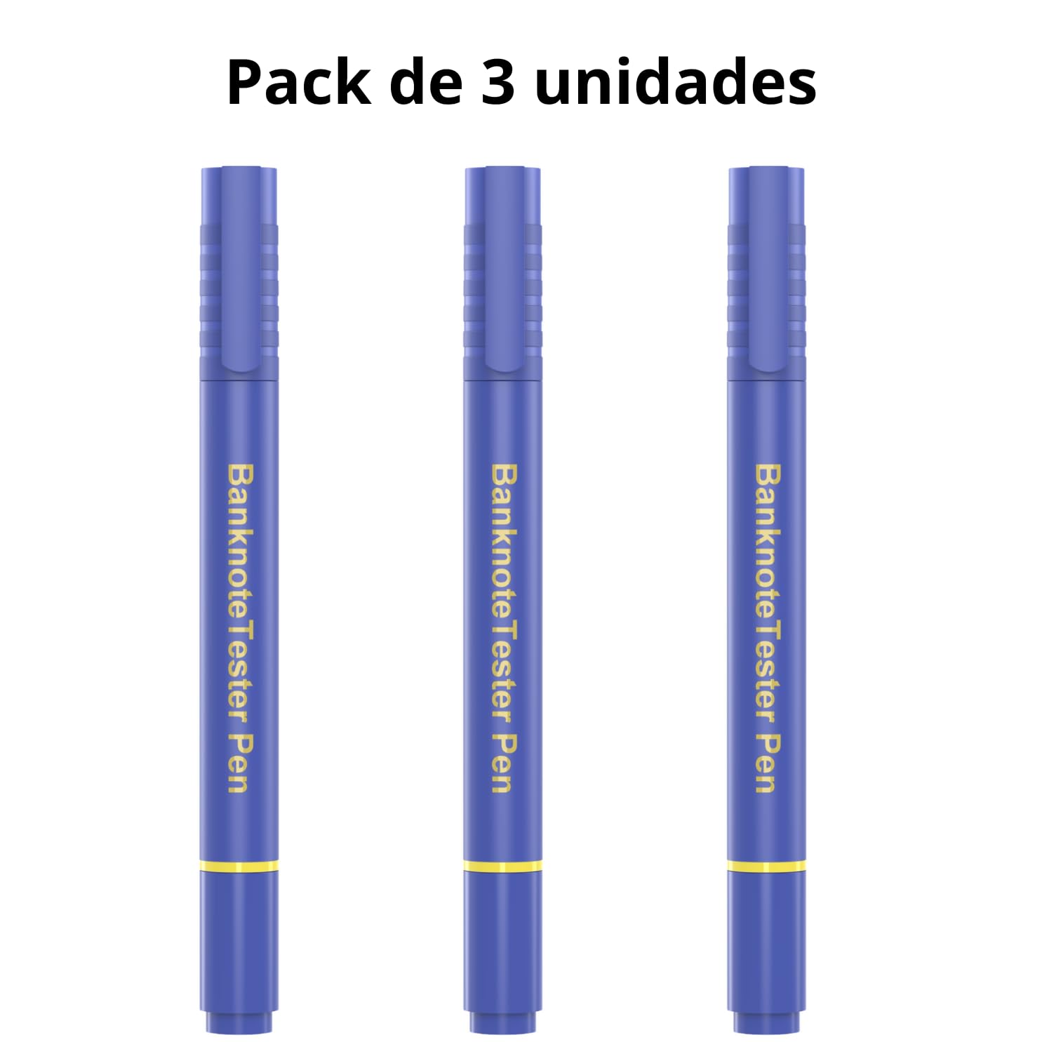 Detector Billetes Falsos 3 Unidades Rotulador Billetes Falsos 2en1 Detector de Billetes Falsos y Bolígrafo Azul - Detector Billetes Falsos Profesional Apto Para Todos los Billetes de Euro Dólar Libras
