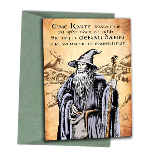 TinyTami Lustige Geburtstagskarte Gandalf Zauberer mit Spruch Mittelalter Postkarte 10 x 15 cm Fantasy mit Soft Touch Oberfläche A6 Glückwunschkarte mit Briefumschlag