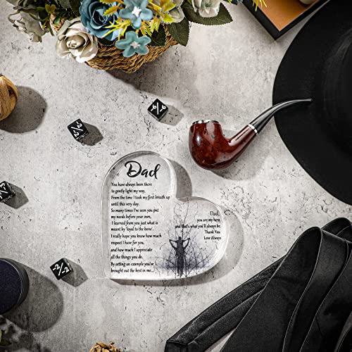 Image of Yookeer Dad Appreciation Gift Acrylic Plaque from Son Daughter, Heart | Blessed Wish Papa Birthday Table Centerpiece, for Father 50th 60th 70th 80th Birthday, Thanksgiving Christmas Decor