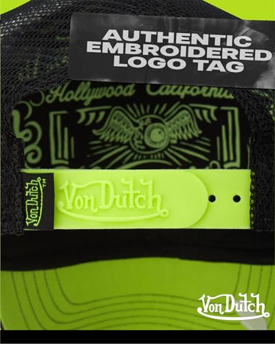 Image of Von Dutch Monogram Trucker Cap - Retro Snapback Cap for Men and Women - Adjustable Snap Fit Panel, Mesh Rear, Curved Bill