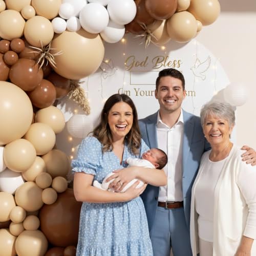 Image of Neutral Balloon Garland Arch Kit 166Pcs, Boho Brown White Nude Balloon Arch, Different Sizes Brown Balloon for Woodland Birthday Teddy Bear Baby Shower Wedding Neutral Party Decoration