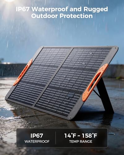 Image of ZOUPW 100W Portable Solar Panel for Power Station,23.5% Efficiency Mono Foldable Solar Charger for Jackery 300 /Ecoflow River /Anker /Bluetti,IP67 Waterproof for Camping RV Off-Grid Emergency Power