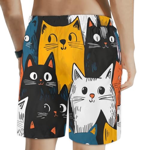 Men's Swim Trunks Size S Cat Comic with Mesh Lining Soft Breathable Quick Dry Beach Shorts2