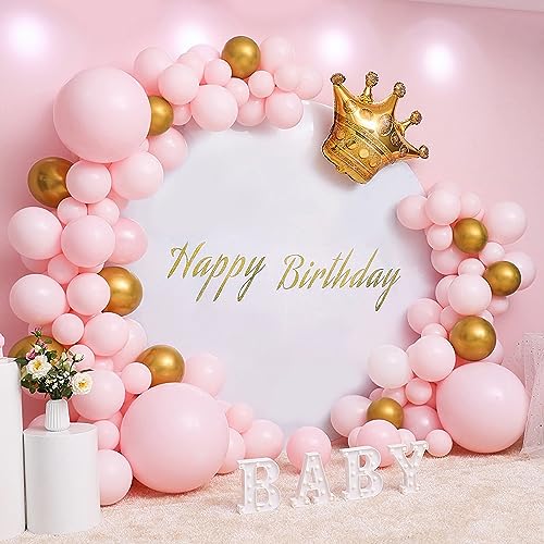 Gallety 7.2FT White Round Backdrop Cover with Size Adjuster & 4 Metal Clips, Universal Fit for 5ft-7.2ft Circle Stand, Polyester Fabric Arch Cover for Wedding, Birthday Party, Videos Photography Decor - image 6