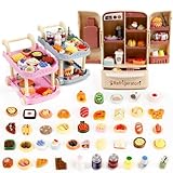Yanrhwy panda 103pcs Miniature Food with Storage Box Mini Dining car Mini Food Fridge Toys Doll House Store Cosplay Game Dollhouse Grocery Fruit Cake Bread Party Trolley Model Mini Toys, Small