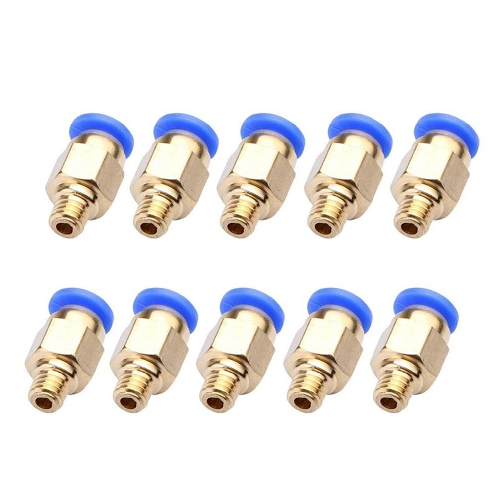 Gaojudaf Blue 3D Printer Tube Connector Pneumatic B0wden Fittings, Pc4-M10/Pc4-M6 Quick Jointer, 1.75/3Mm Pipe Ptfe Tube Connectors Coupler For 3D Printers10pcs(Blue)