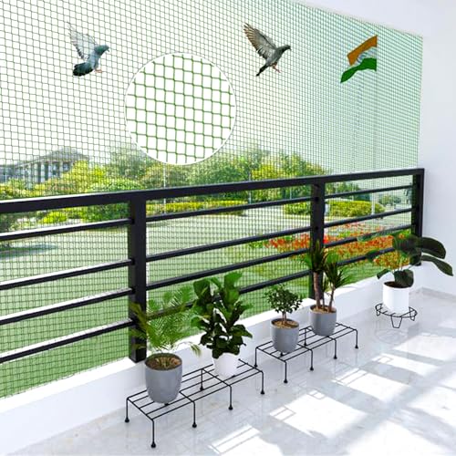 Mr. Right Pigeon Nets for Balconies (10X6 Ft, Green), Anti Bird Control Net, Heavy Duty HDPE Mesh Net for Balconies (10X6Ft), Installation Kit Include
