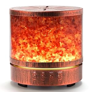 Essential Oil Diffusers, Aromatherapy Diffuser with 2 Timer Settings, Oil Diffuser Essential Oils for Large Room Home – Waterless Auto Shut-Off, 100% Pure Himalayan Salt, 400ml