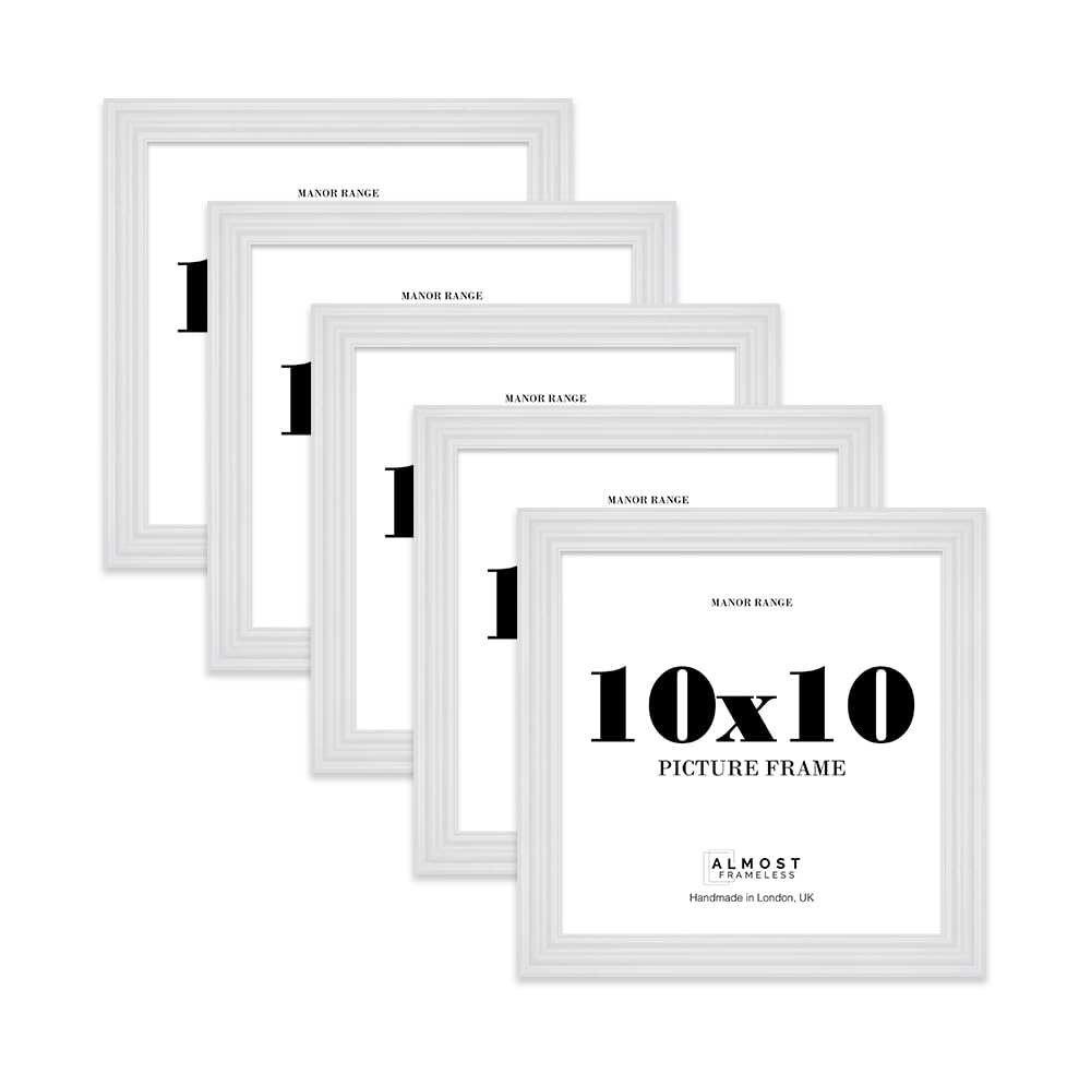 10x10 Picture Frame, Display 10x10 Pictures (25.4 x 25.4cm) - Ice White Rich-toned 42mm Edge Photo Display - 5 Pack โ image 1