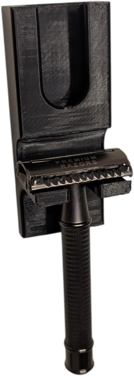 Wall Mounted Safety Razor Holder & Stand Alternative with Razor Blade Storage – Razor Hanger for Bathroom or Shower – Rustproof, Adhesive Mount