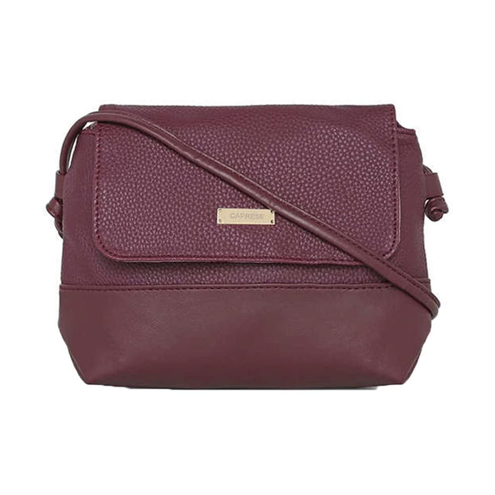 Women's Faux Leather Solid Pattern Aura Sling Bag (Plum, Small)-image-36