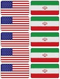 (x10) 3M Reflective Iran and US Flag Stickers | Versatile Safety Decals | Hard hats, laptops, bikes, toolboxes