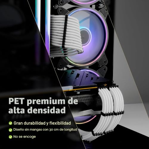 Cable de extensión personalizado Mod GPU alimentación PC EZDIY-FAB trenzado blanco de 30cm 4