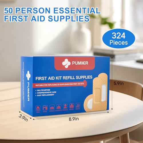 Image of PUMIER First Aid Kit Refill Supplies - 324 Pieces Emergency Medical Bag First Aid Supplies - 50-Person First Aid Kit for Home, Car, Businesses, School, Office, Restaurant, Worksite