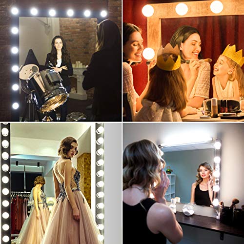 Image of Mirror Lights Hollywood Style Makeup Vanity Light for Mirror, Vanity Lights with 10 Dimmable Bulbs, USB Cable, 3 Color Modes & 10 Adjustable Brightness (USB Charger Not Include)