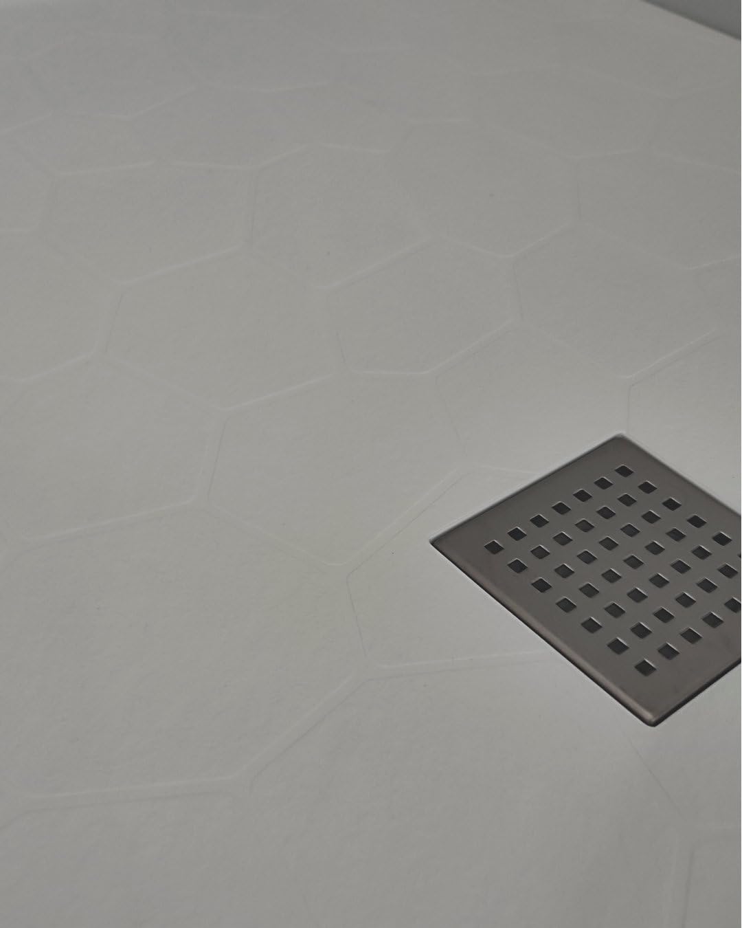 Piatto Doccia 80x100x2.6 cm Bianco Effetto Pietra Rettangolare in SMC Riducibile con Kit di scarico