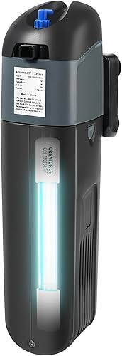 Miniatura 1 de AQUANEAT Filtro de acuario 5W Bombilla UV Green Water Killer Filtro de bomba sumergible 132 GPH para tanque de peces de 75 galones