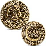Love You to The Moon and Back Challenge Coin - Perfect Romantic Gift for Your Loved Ones (Single Coin)