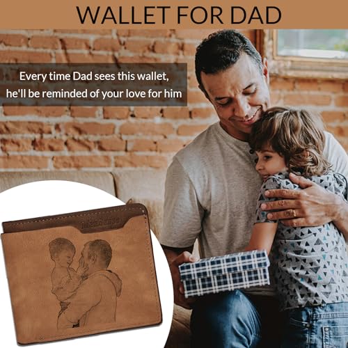 Personalized Fathers Day Gift,Custom Engraved Picture & Name Wallets for Men,Fathers Day from Daughter/Son/Wife,Birthday Christmas Gift for Dad (Style 4)2