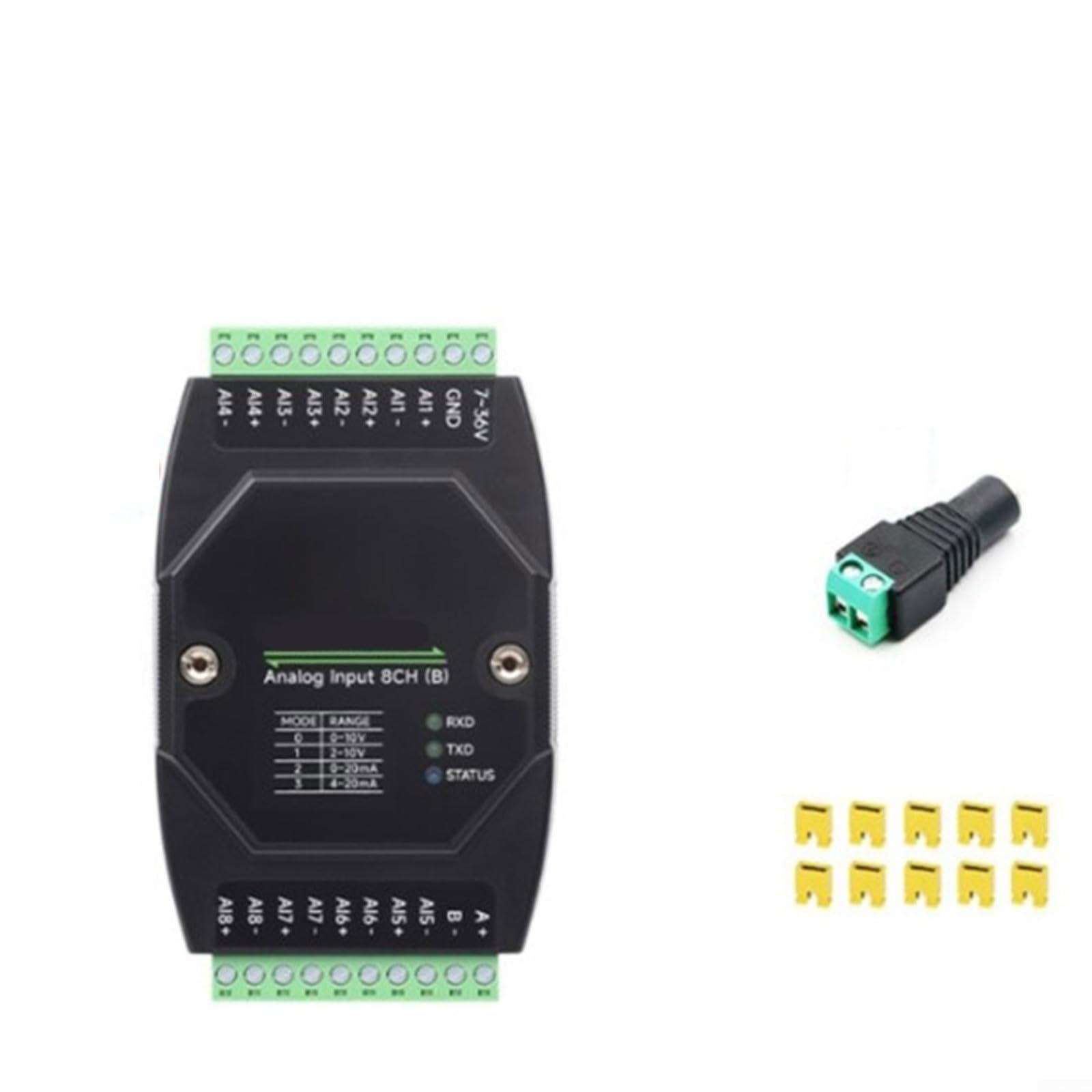 Modulo di ingresso analogico a 8 canali DC 7-36 V, per modbus RTU su RS485, 12 bit per risoluzione, isolato per montaggio su guida DIN nell'automazione industriale (B)