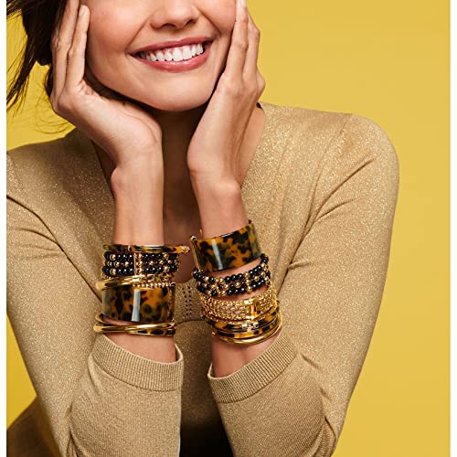 FAERLIIRY Wide Cuff Bangle Bracelet for Women Acrylic Resin Tortoise Bangle Bracelet Statement Adjustable Jewelry (Tortoiseshell)2