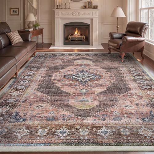 Engiw-Pink Brown 6x9 Area Rugs for Living Room Bedroom Rug