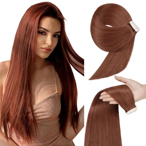 #33 Reddish Brown Tape in Extensions Human Hair