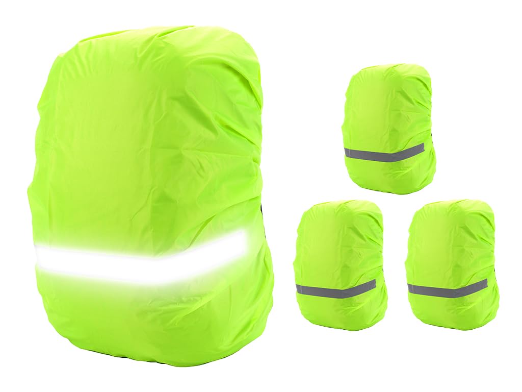 4 Pezzi Parapioggia Zaino Impermeabile, Parapioggia per Zaini con Strisce Riflettenti, Coprizaino Impermeabile, Copri Zaino per Pioggia, per Ciclismo, Trekking, Campeggio, Viaggi(18-30L)