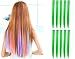 OneDor 23 Inch Colored Party Highlights Straight Hair Clip Extensions. Heat-Resistant Synthetic Hair Extensions in Multiple Colors (10 Pcs Green)