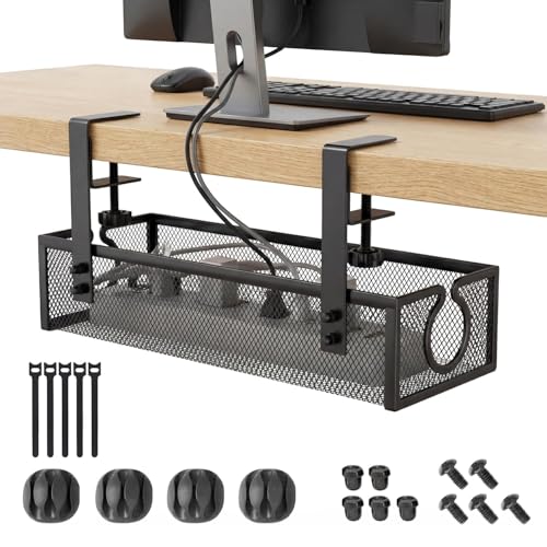 Image of Cable Wire Organizer Tray | Adjustable Under Desk Rack with Screws | Holder for Cords & Extension Wires | Multipurpose Organizer for Tables /Desks (Style 2)