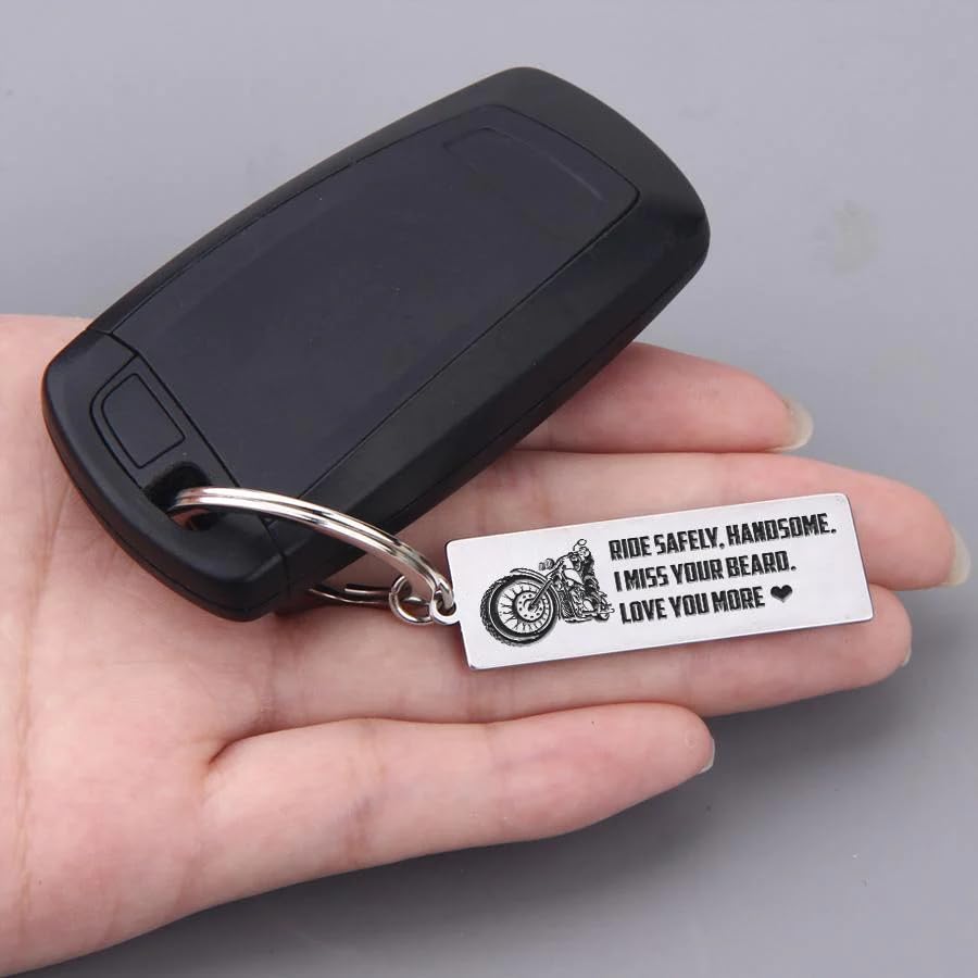 Sushirama Keys Ride Safely Handsome - I Miss Your Beard, Personalized Gift for Her Best Friend Gift Birthday Gift Boyfriend Christmas Gift Valentine's day Gift, Fathers Day Gift For Dad 2