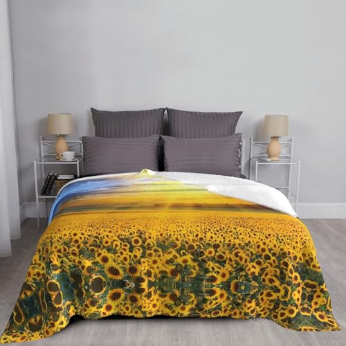 Couverture lit flanelle tournesol doré douce chaude 203x152cm - 6