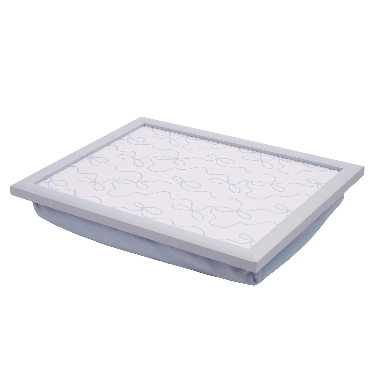 OHS Cushioned Lap Tray Ribbon Bow Print Trays for Eating on Lap, Blue/White