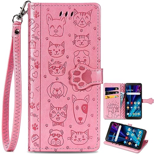 BAILI Animal Wallet Case for Motorola Moto G84 5G, Leather Folio Cover Lovely Cat Dog Magnetic Closure Cartoon Design