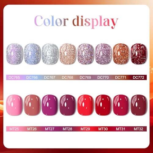 Set de esmaltes de uñas gel con brillo multicolor miniatura 6