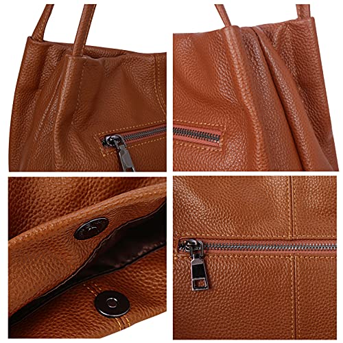 Image of Iswee Soft Leather Tote Bucket Bag Hobo Shoulder Purse and Handbags Women | Large Size Roomy Pocketbooks Ladies Bag Everyday Bag Casual Work Travel Designer Hand Bag