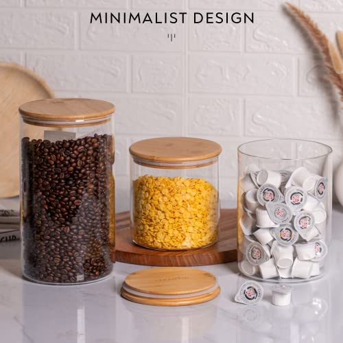 Laramaid 101Oz 2Pack Glass Jar Canisters With Minimalist Labels, Round Pantry Jars With Bamboo Lids, Vinyl Customized Labels And White Pen, Food Storage Containers For Home, Kitchen And Pantry #TOP1